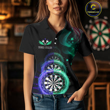Load image into Gallery viewer, Smoke Thunder Dartboards Women's Darts Shirt Custom Name &amp; Team | Opt3 - Blue Green NYN0664