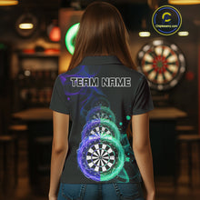 Load image into Gallery viewer, Smoke Thunder Dartboards Women's Darts Shirt Custom Name &amp; Team | Opt3 - Blue Green NYN0664