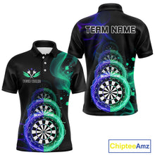 Load image into Gallery viewer, Smoke Thunder Dartboards Men's Darts Shirt Custom Name &amp; Team | Opt3 - Blue Green NYN0664
