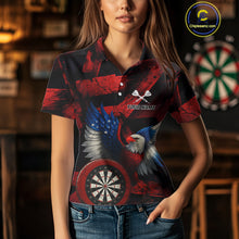 Load image into Gallery viewer, US Flag Eagle Dartboards Grunge Women's Darts Shirt Custom Name &amp; Team | Opt2 - Orange NYN0666