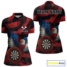 Load image into Gallery viewer, US Flag Eagle Dartboards Grunge Women's Darts Shirt Custom Name &amp; Team | Opt2 - Orange NYN0666