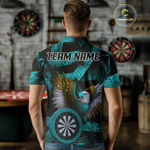 Load image into Gallery viewer, US Flag Eagle Dartboards Grunge Men's Darts Shirt Custom Name &amp; Team | Opt3 - Turquoise NYN0667