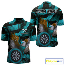 Load image into Gallery viewer, US Flag Eagle Dartboards Grunge Men's Darts Shirt Custom Name &amp; Team | Opt3 - Turquoise NYN0667