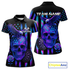 Load image into Gallery viewer, Custom Holographic US Flag Patriotic Darts Shirt For Women Dart Eagle Skull Jerseys NYN1278