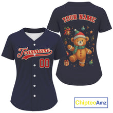 Load image into Gallery viewer, Custom Blue And Red Beer Xmas Baseball Jersey For Women Funny Christmas Baseball Gifts NYN1288