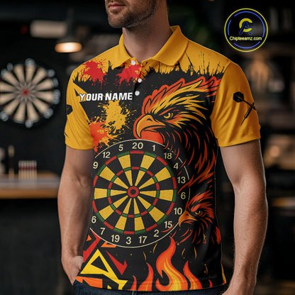 Custom Black And Yellow Flaming Eagle Darts Shirt For Men Outfits Grunge Dart Jersey NYN0399