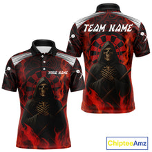 Load image into Gallery viewer, Red Dartboard Flaming The Reaper Darts Shirt For Men - Customizable Name &amp; Team NYN0405
