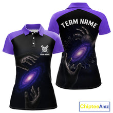 Load image into Gallery viewer, Masterful Hand Galaxy Wiomen&#39;s Darts Shirt - Custom Name Cosmic Dartboard Jersey NYN0407