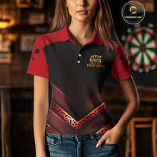 Load image into Gallery viewer, Black &amp; Red Geometric Women&#39;s Dart Shirt - Custom Name Shirt For Dart Players NYN0411