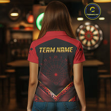 Load image into Gallery viewer, Black &amp; Red Geometric Women&#39;s Dart Shirt - Custom Name Shirt For Dart Players NYN0411