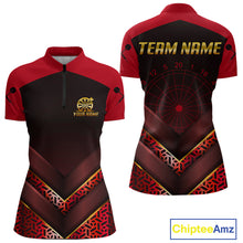 Load image into Gallery viewer, Black &amp; Red Geometric Women&#39;s Dart Shirt - Custom Name Shirt For Dart Players NYN0411