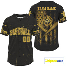 Load image into Gallery viewer, Men's Patriotic Baseball Jersey Personalized Grunge US Flag Shirt For Baseball Fans NYN0889