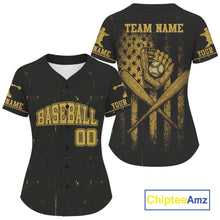Load image into Gallery viewer, Women's Patriotic Baseball Jersey Personalized Grunge US Flag Shirt For Baseball Fans NYN0889