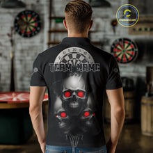 Load image into Gallery viewer, Custom Black And Red Skulls Silver Dartboard Darts Shirt For Men Outfit Dart Polo Jerseys NYN0897