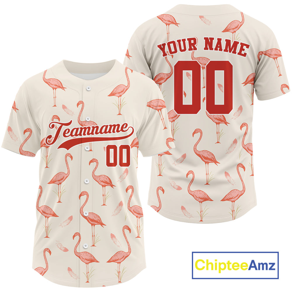 Custom Flamingo Funny Baseball Jersey For Men Personalized Baseball Gift For Youth NYN1306