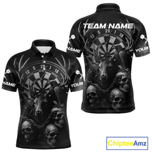 Custom Black Deer And Skull Cracked Dartboard Polo Dart Shirt For Men Dart Outfit Team Jersey NYN1312