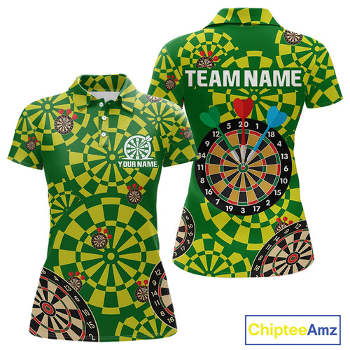 Multi Color Dartboard & Dart Arrows Women's Darts Shirt - Custom Name For Darts Jersey NYN0425