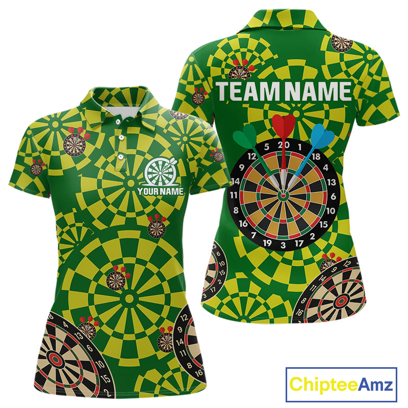 Multi Color Dartboard & Dart Arrows Women's Darts Shirt - Custom Name For Darts Jersey NYN0425