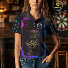 Load image into Gallery viewer, Lightning Cat Tech Neon Dartboard Women&#39;s Darts Shirt - Custom Name For Darts Jersey NYN0429