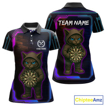 Load image into Gallery viewer, Lightning Cat Tech Neon Dartboard Women&#39;s Darts Shirt - Custom Name For Darts Jersey NYN0429