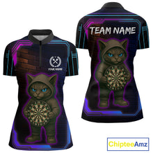 Load image into Gallery viewer, Lightning Cat Tech Neon Dartboard Women&#39;s Darts Shirt - Custom Name For Darts Jersey NYN0429