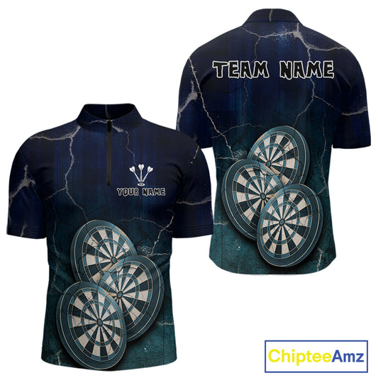 Triple Dartboards Custom Grunge Darts Team Shirt For Men | Opt1 - Blue Turquoise NYN0678
