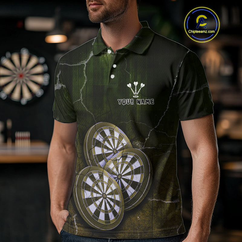 Triple Dartboards Custom Grunge Darts Team Shirt For Men | Opt2 - Yellow Green NYN0679