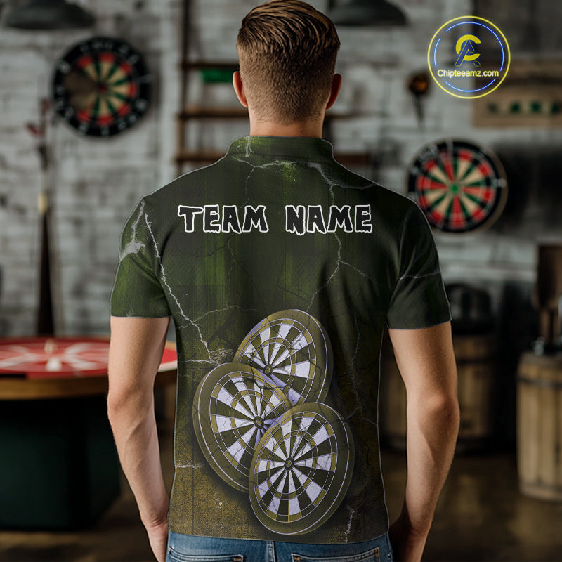 Triple Dartboards Custom Grunge Darts Team Shirt For Men | Opt2 - Yellow Green NYN0679