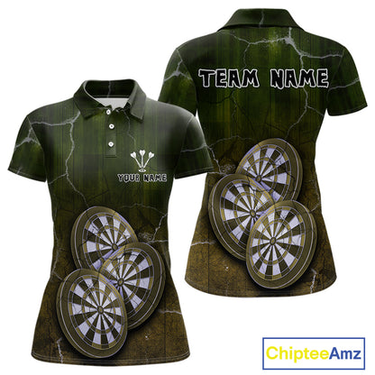 Triple Dartboards Custom Grunge Darts Team Shirt For Women | Opt2 - Yellow Green NYN0679