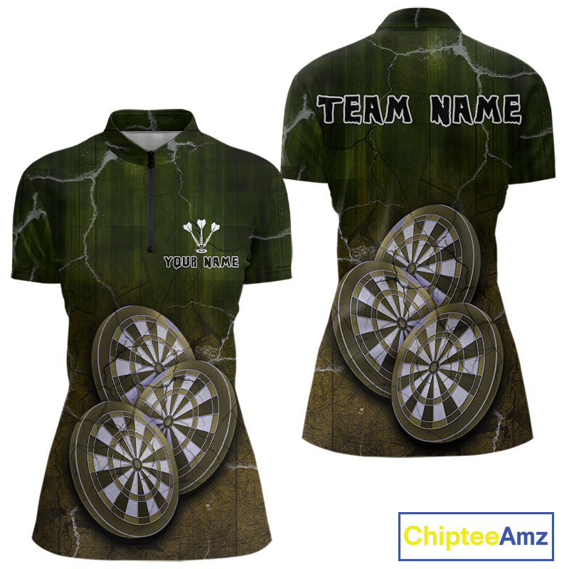 Triple Dartboards Custom Grunge Darts Team Shirt For Women | Opt2 - Yellow Green NYN0679