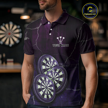 Triple Dartboards Custom Grunge Darts Team Shirt For Men | Opt3 - Blue Purple NYN0680