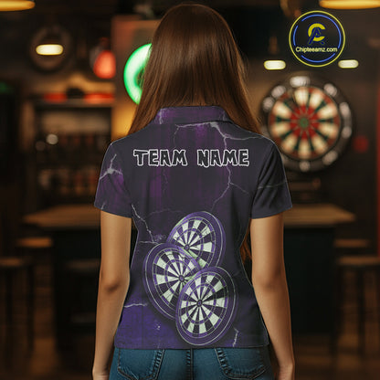 Triple Dartboards Custom Grunge Darts Team Shirt For Women | Opt3 - Blue Purple NYN0680