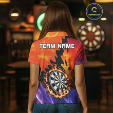 Load image into Gallery viewer, Flaming Dartboard Multi Color Darts Shirt For Women - Personalized Name For Players NYN0682