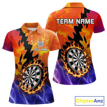 Load image into Gallery viewer, Flaming Dartboard Multi Color Darts Shirt For Women - Personalized Name For Players NYN0682