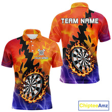 Load image into Gallery viewer, Flaming Dartboard Multi Color Darts Shirt For Men - Personalized Name For Players NYN0682