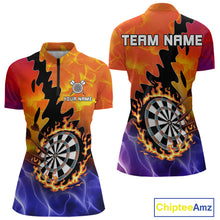 Load image into Gallery viewer, Flaming Dartboard Multi Color Darts Shirt For Women - Personalized Name For Players NYN0682