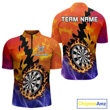 Load image into Gallery viewer, Flaming Dartboard Multi Color Darts Shirt For Men - Personalized Name For Players NYN0682