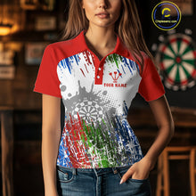 Load image into Gallery viewer, Dartboard Colorful Splashed Women's Darts Shirt - Custom Name For Players | Opt1 - Red NYN0683