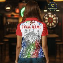 Load image into Gallery viewer, Dartboard Colorful Splashed Women's Darts Shirt - Custom Name For Players | Opt1 - Red NYN0683