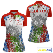 Load image into Gallery viewer, Dartboard Colorful Splashed Women's Darts Shirt - Custom Name For Players | Opt1 - Red NYN0683