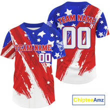 Load image into Gallery viewer, Custom Blue And Red Grunge Baseball Jersey For Men Outfits Patriotic Youth Jerseys NYN0904