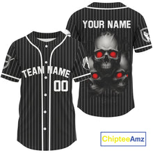 Load image into Gallery viewer, Custom Red And Grey Skull Baseball Jersey For Men Pinstripe Baseball Shirt Youth Outfit NYN0913