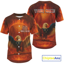 Load image into Gallery viewer, Personalized Eagle Flaming Baseball Ball Jerseys For Men Youth Baseball Tournament Shirt NYN0919