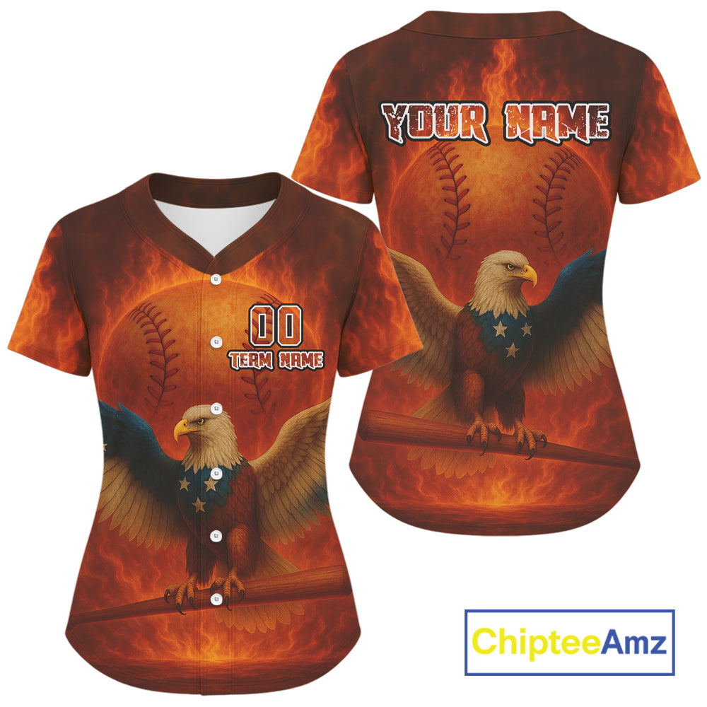 Personalized Eagle Flaming Baseball Ball Jerseys For Women Youth Baseball Tournament Shirt NYN0919