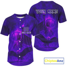 Load image into Gallery viewer, Custom Purple Flames Eagle Patriotic Baseball Jerseys For Men Outfits US Flag Baseball Shirt NYN0921