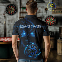 Load image into Gallery viewer, Custom Lightning Blue Skull Dartboard Polo Dart Shirt For Men Outfit Skull Dart Team Jerseys NYN0928