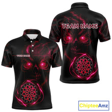 Load image into Gallery viewer, Custom Lightning Red Skull Dartboard Polo Dart Shirt For Men Outfit Skull Dart Team Jerseys NYN0929