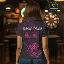 Load image into Gallery viewer, Custom Lightning Pink Skull Dartboard Polo Dart Shirt For Women Outfit Skull Dart Team Jerseys NYN0930