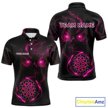 Load image into Gallery viewer, Custom Lightning Pink Skull Dartboard Polo Dart Shirt For Men Outfit Skull Dart Team Jerseys NYN0930