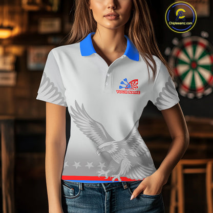 Light Eagle Dartboard Women's Darts Polo Shirt - Custom Name For Darts Jersey NYN0760